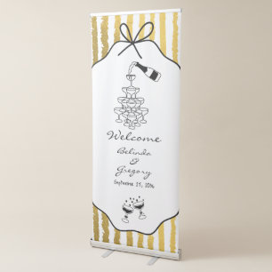 Whimsical Stripes Handwritten Painted Wedding Retractable Banner