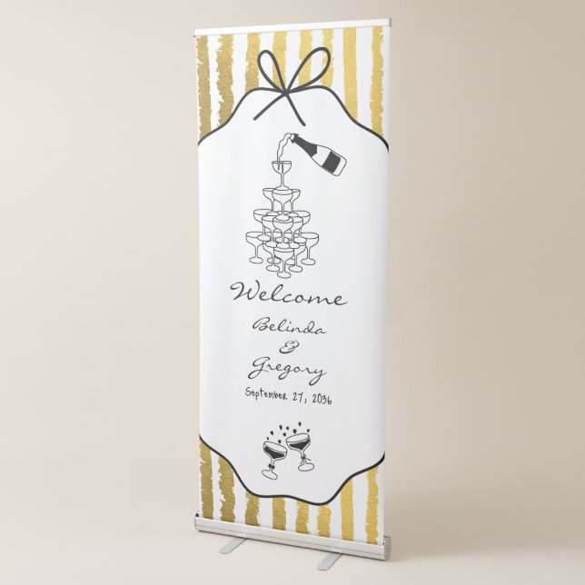 Whimsical Stripes Handwritten Painted Wedding  Retractable Banner (3/4)