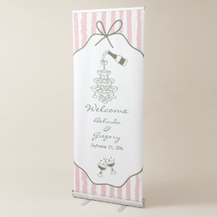 Whimsical Stripes Handwritten Painted Wedding Retractable Banner