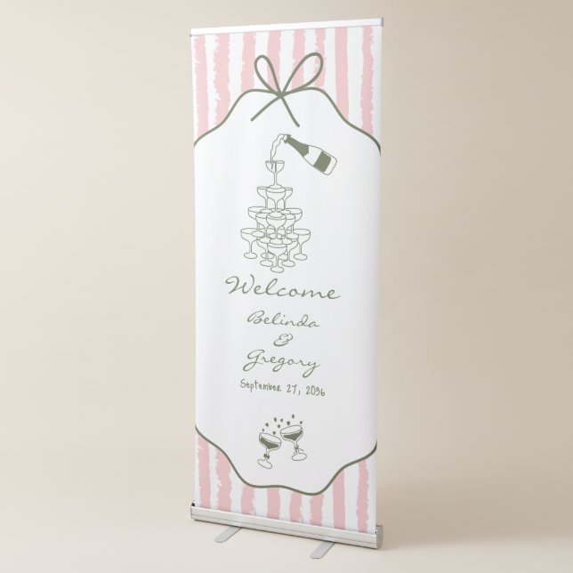 Whimsical Stripes Handwritten Painted Wedding  Retractable Banner (3/4)