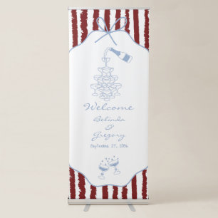 Whimsical Stripes Handwritten Painted Wedding Retractable Banner
