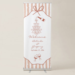 Whimsical Stripes Handwritten Painted Wedding Retractable Banner
