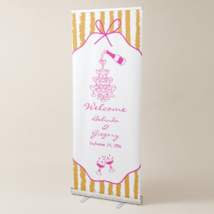 Whimsical Stripes Handwritten Painted Wedding Retractable Banner