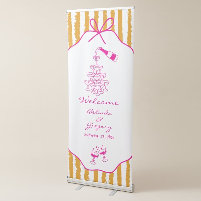 Whimsical Stripes Handwritten Painted Wedding  Retractable Banner (3/4)