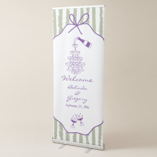 Whimsical Stripes Handwritten Painted Wedding Retractable Banner