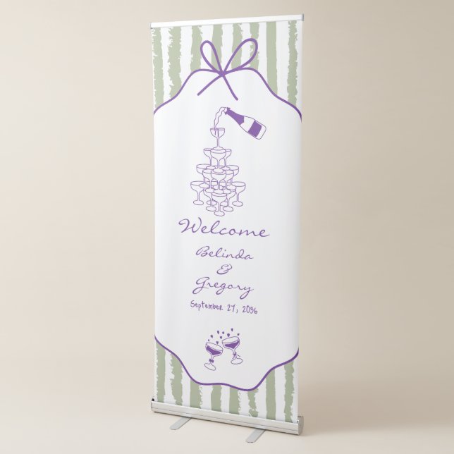 Whimsical Stripes Handwritten Painted Wedding  Retractable Banner (3/4)
