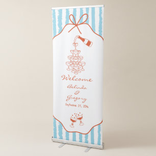 Whimsical Stripes Handwritten Painted Wedding Retractable Banner