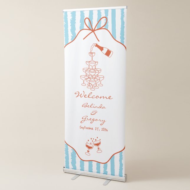 Whimsical Stripes Handwritten Painted Wedding  Retractable Banner (3/4)