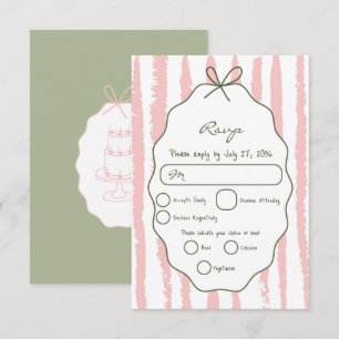 Whimsical Stripes Handwritten Painted Wedding RSVP Card