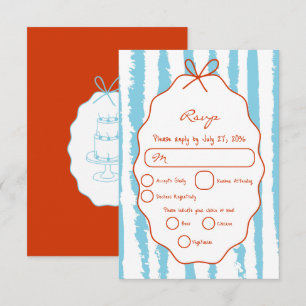 Whimsical Stripes Handwritten Painted Wedding  RSVP Card