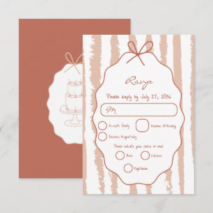 Whimsical Stripes Handwritten Painted Wedding  RSVP Card