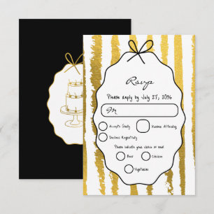 Whimsical Stripes Handwritten Painted Wedding RSVP Card