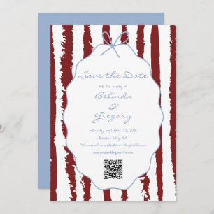 Whimsical Stripes Handwritten Painted Wedding  Save The Date