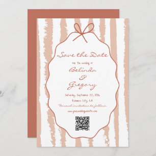 Whimsical Stripes Handwritten Painted Wedding  Save The Date