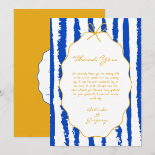 Whimsical Stripes Handwritten Painted Wedding  Thank You Card