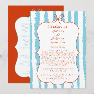 Whimsical Stripes Handwritten Wedding Itinerary Programme