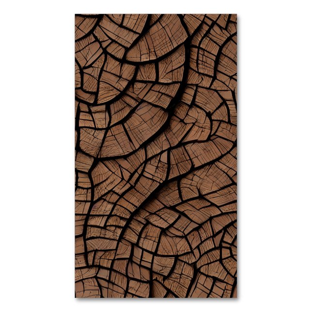 Whimsical Stunning Wood Texture Graphic Magnetic Business Card (Front Vertical)