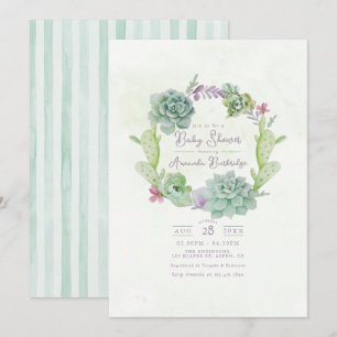 Whimsical Succulent Wreath Baby Shower Invitation