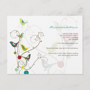 Whimsical Summer Bird And Swirls Wedding Info Card
