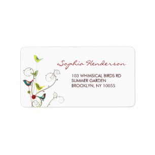 Whimsical Summer Birds And Swirls Address Labels