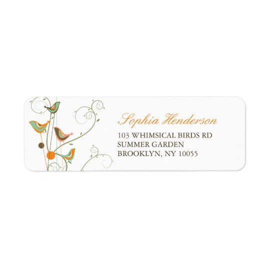 Whimsical Summer Birds & Swirls Address Labels