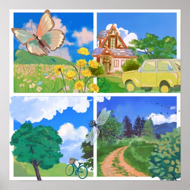 Whimsical Summer Countryside Poster (Front)