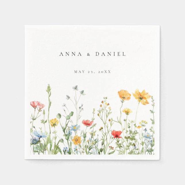 Whimsical Summer Floral Wedding Napkin (Front)