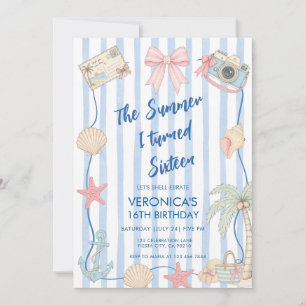 Whimsical Summer I turned Sixteen 16 Birthday Invitation