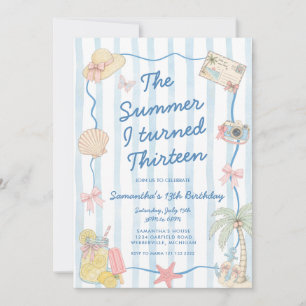 Whimsical Summer I Turned Thirteen 13th Birthday  Invitation
