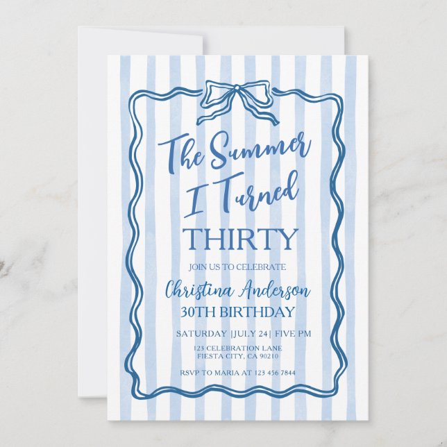 Whimsical Summer I turned Thirty 30 Birthday Invitation (Front)