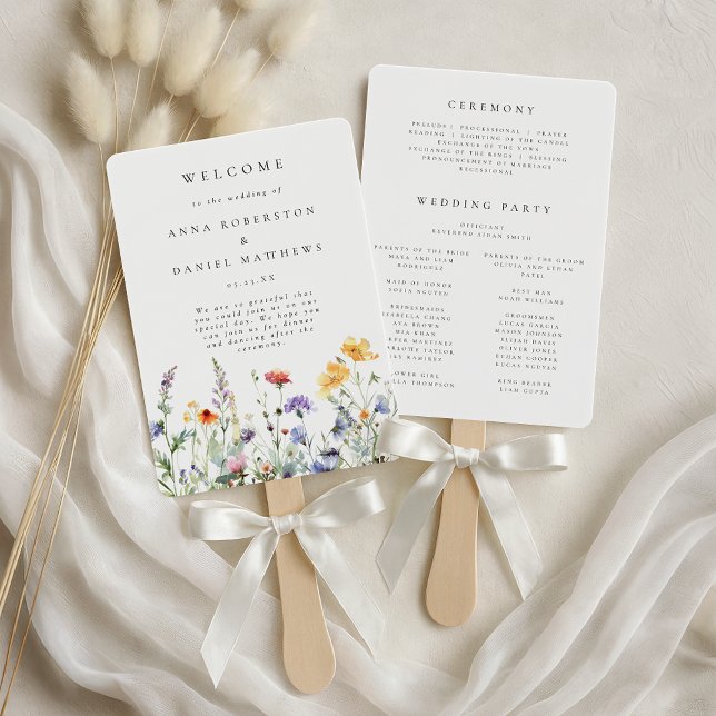 Whimsical Summer Wildflower Wedding Hand Fan (Creator Uploaded)