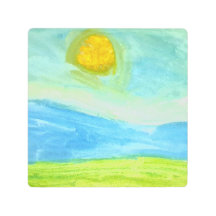 Whimsical Sun: Naive Art Watercolor