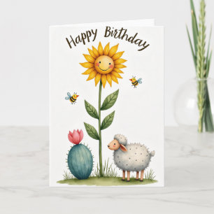 Whimsical Sunflower Birthday Card