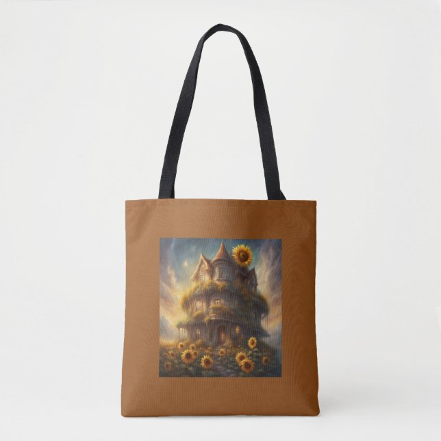Whimsical Sunflower House Summer  Tote Bag (Front)