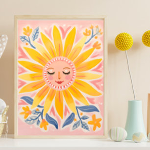 Whimsical Sunflower Nursery Wall Art Poster