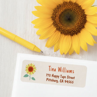 Whimsical Sunflower Return Address Labels