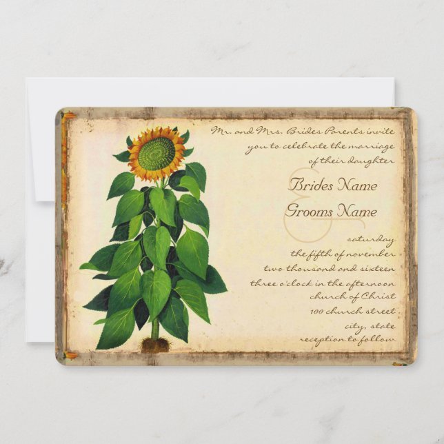 Whimsical Sunflower Wedding Invitation (Front)