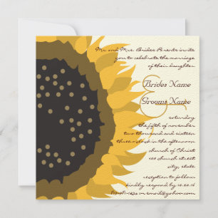 Whimsical Sunflower Wedding Invitation Ivory