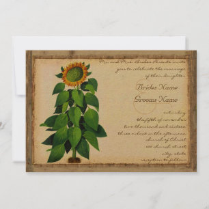 Whimsical Sunflower Wedding Invitation Ivory
