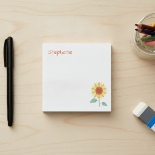 Whimsical Sunflower with Custom Name Post-it Notes