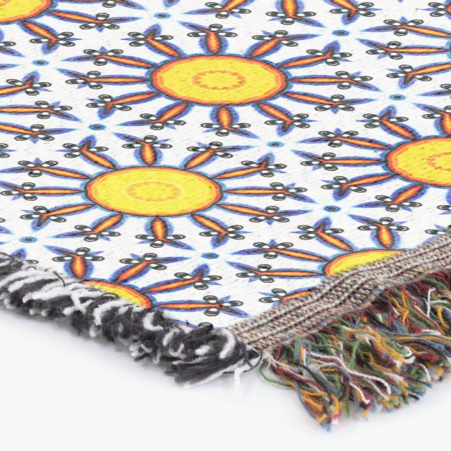Whimsical Suns Throw Blanket (Corner)
