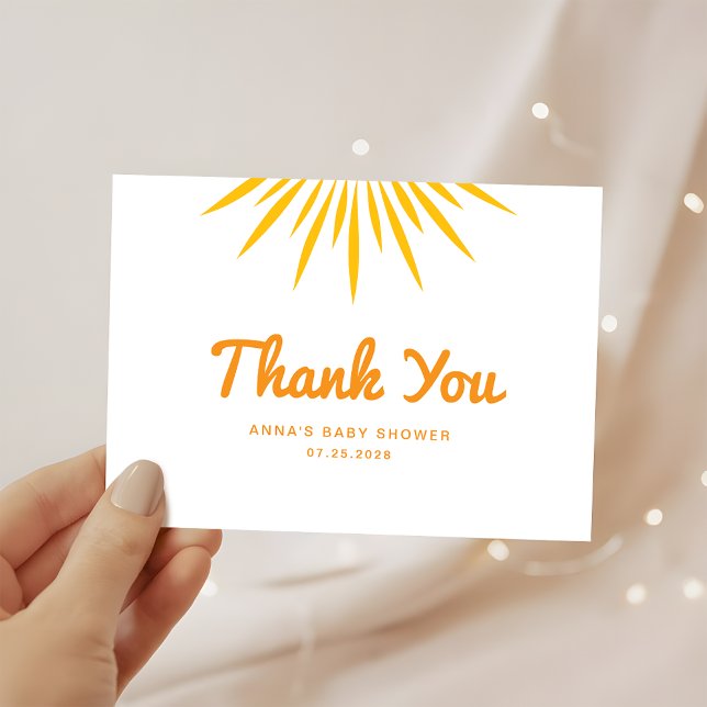 Whimsical Sunshine Baby Shower Minimalist Thank You Card (Creator Uploaded)