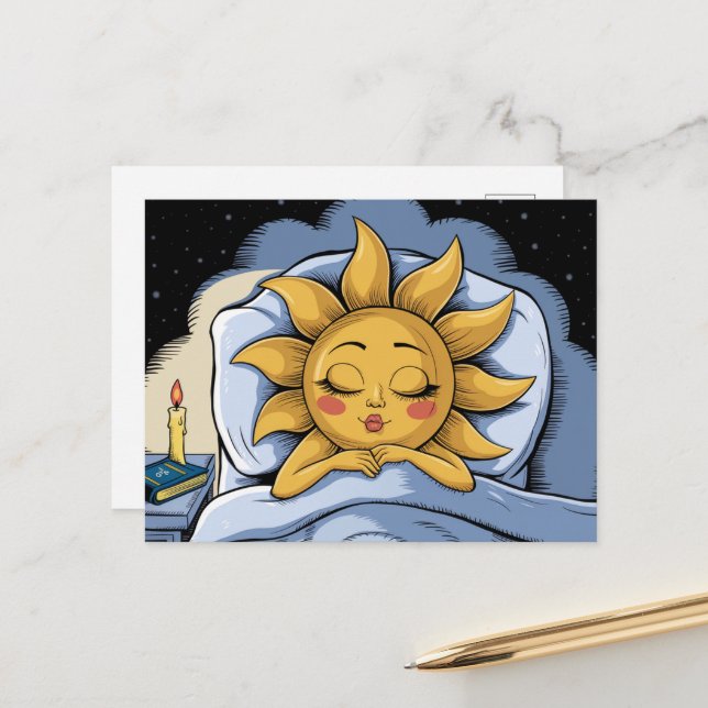 whimsical sunshine in bed postcard (Front/Back In Situ)