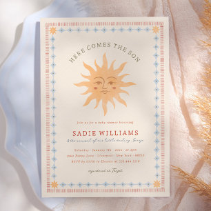 Whimsical Sunshine Vintage Sun Baby Shower Invitation