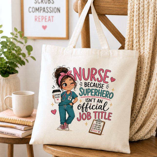 Whimsical Superhero Nurse Tote Bag (Creator Uploaded)
