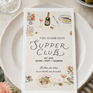 Whimsical Supper Club Dinner Party Napkin