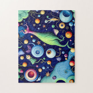 Whimsical Surreal Creatures- Colourful Fantasy Art Jigsaw Puzzle