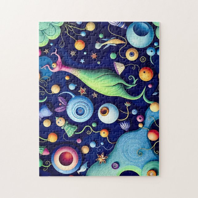 Whimsical Surreal Creatures- Colourful Fantasy Art Jigsaw Puzzle (Vertical)