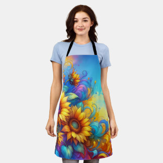 Whimsical Surreal Sunflowers Apron