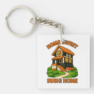 Whimsical Sushi House Foodie Cottage Key Ring